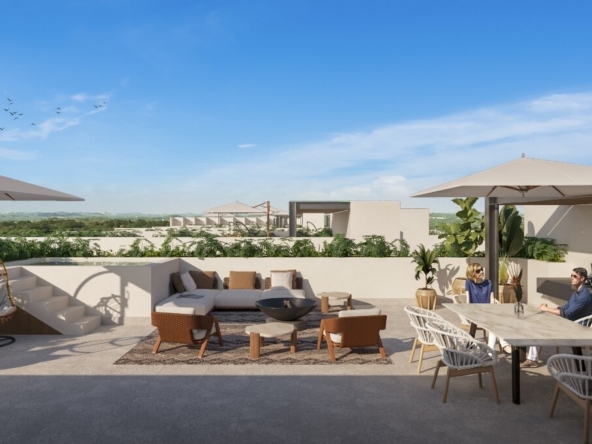 a patio with a table and chairs